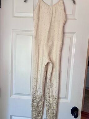 Beyond Yoga Jumpsuit XS Women's Cream Gold Speckled Flecked Flecks! HTF